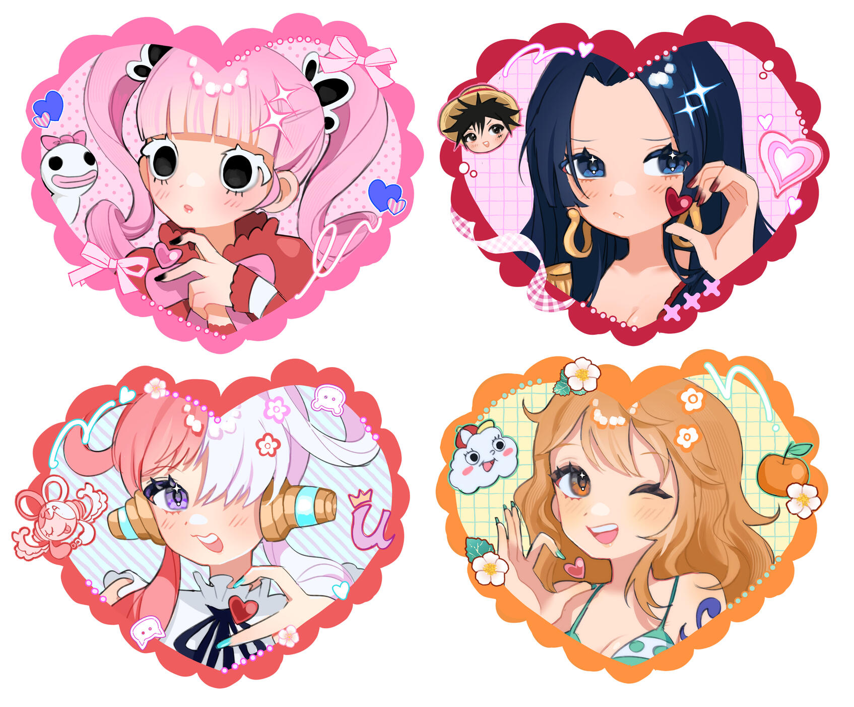 Perona, Boa Hancock, Uta and Nami - One Piece
